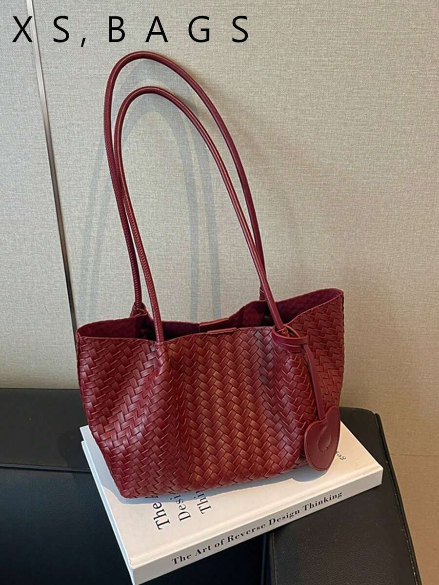 2026 New Woven Tote Bag For Women Korean Style Commuter Shoulder Bag Large Capacity Versatile Handbag Fashion Underarm Bag
