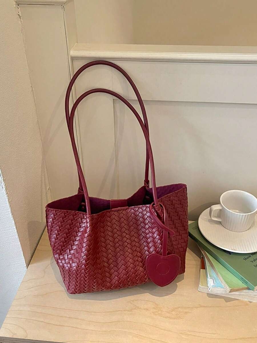 2026 New Woven Tote Bag For Women Korean Style Commuter Shoulder Bag Large Capacity Versatile Handbag Fashion Underarm Bag