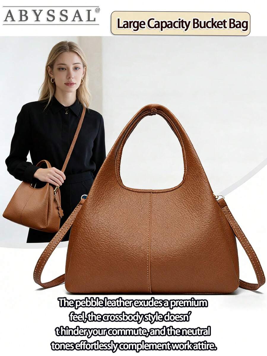 Large Capacity Soft Tote Bag For Women Multi-Way Crossbody Shoulder Bag Faux Leather Purse Top Handle Bag Bucket Bag Back To School Outfits