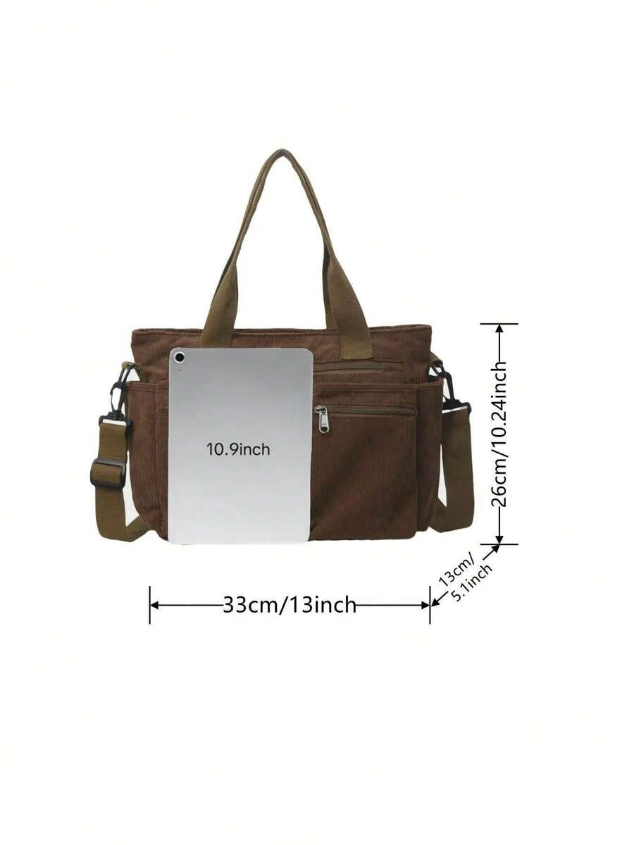 Fashionable Minimalist Large Capacity Multi-Pocket Shoulder Tote Crossbody Bag, Suitable For Business, School, Work And Travel