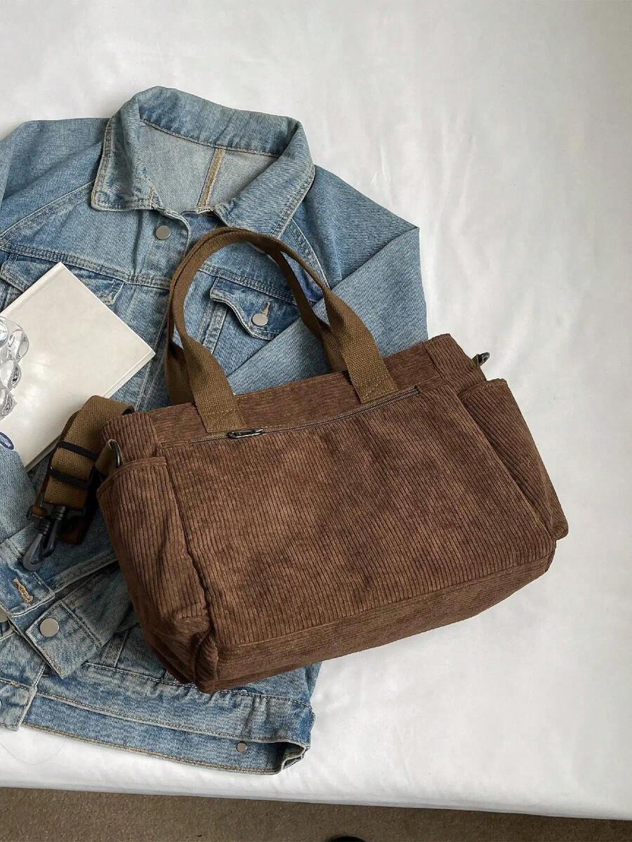 Fashionable Minimalist Large Capacity Multi-Pocket Shoulder Tote Crossbody Bag, Suitable For Business, School, Work And Travel