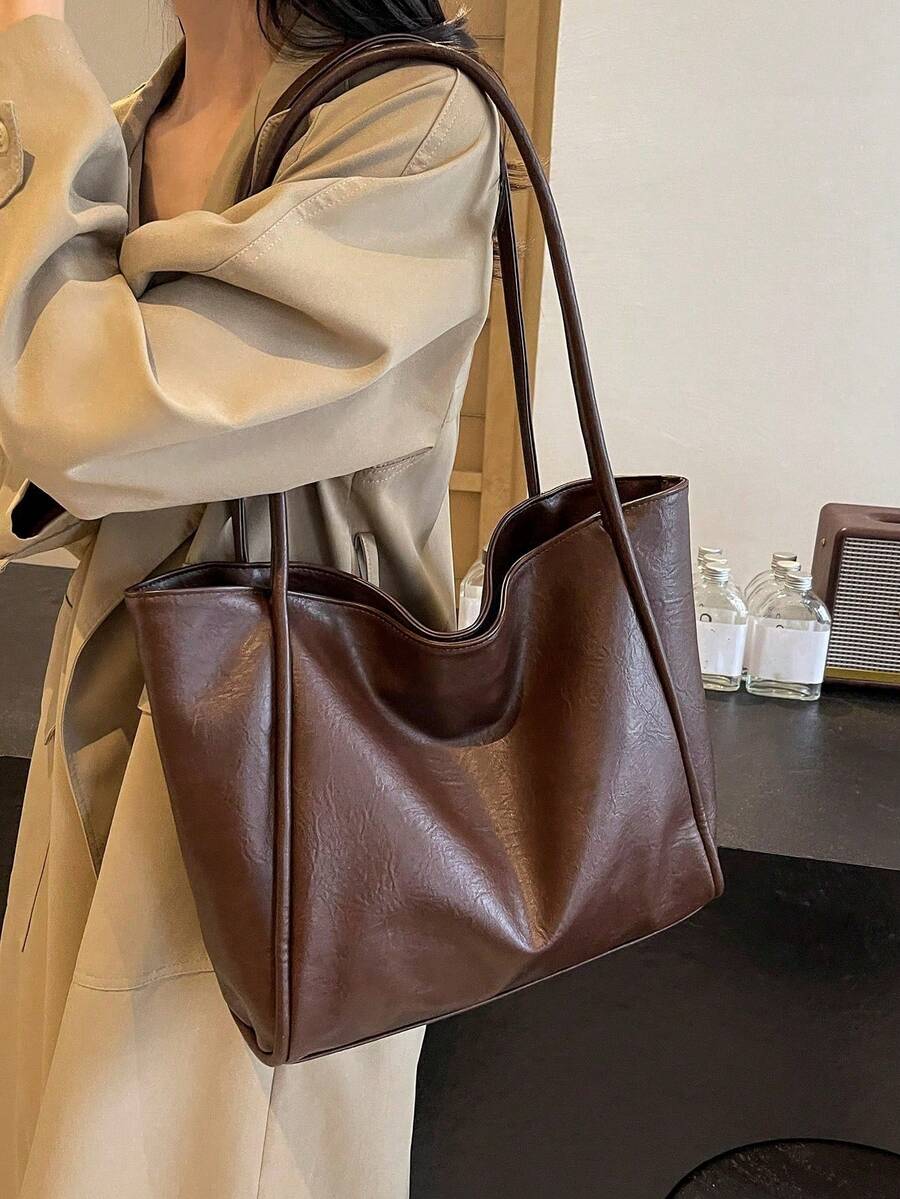 Large Capacity Women's Tote Bag, New Handbag, High-End Soft Large Capacity Bag, Niche Design Shoulder Bag, College Student Commuter Bag
