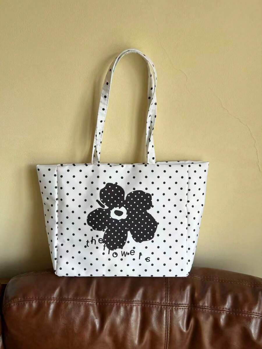 Back To School Season Ins Polka Dot Large Capacity Versatile Fashion Fresh Shoulder Bag Shopping Bag Commute Outing Daily Shopping Photo Essential Tote Bag