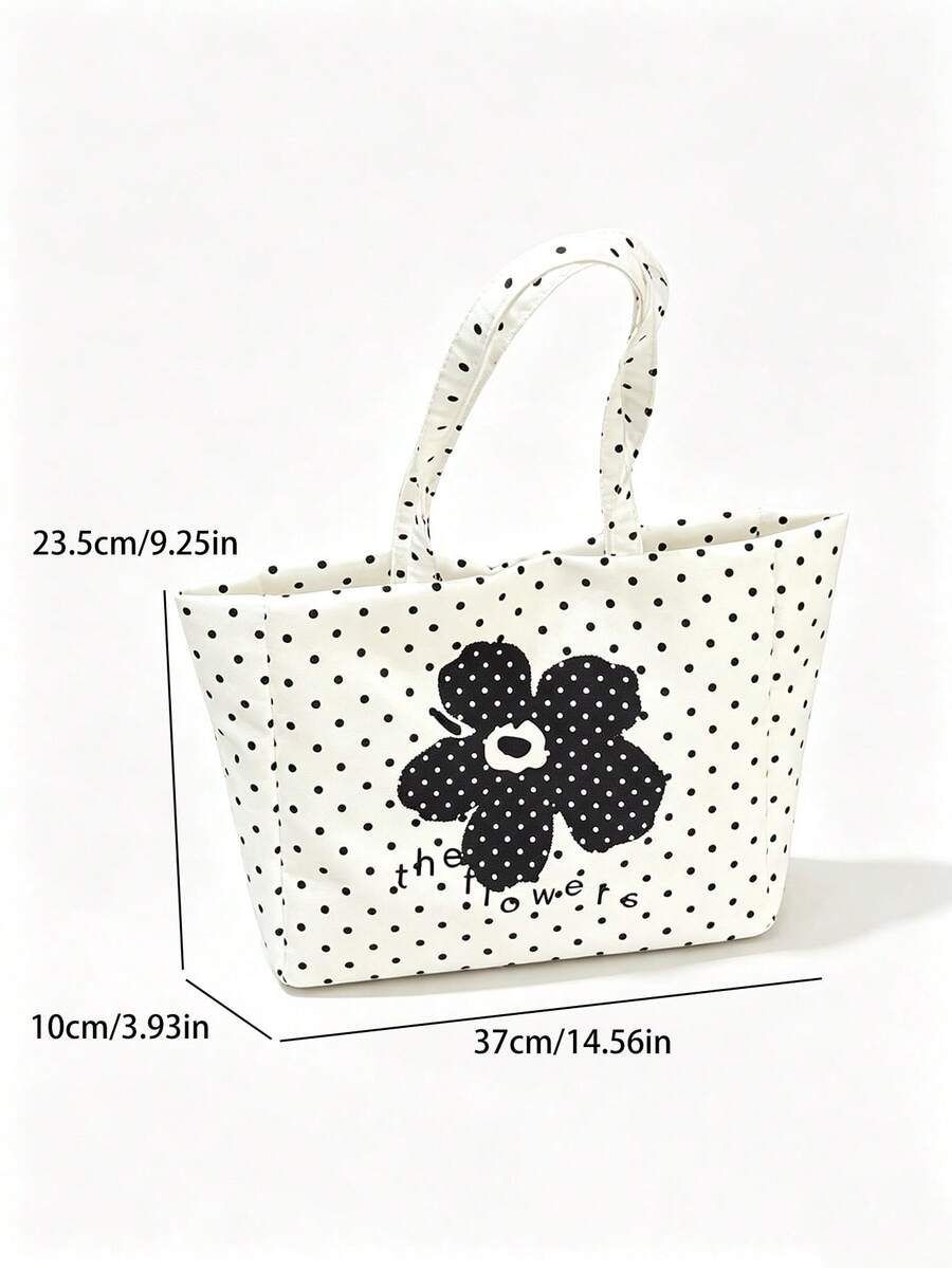 Back To School Season Ins Polka Dot Large Capacity Versatile Fashion Fresh Shoulder Bag Shopping Bag Commute Outing Daily Shopping Photo Essential Tote Bag