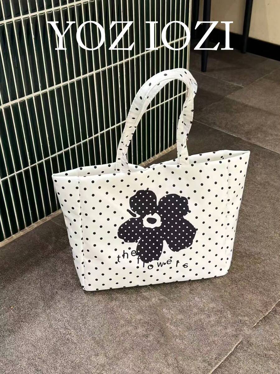 Back To School Season Ins Polka Dot Large Capacity Versatile Fashion Fresh Shoulder Bag Shopping Bag Commute Outing Daily Shopping Photo Essential Tote Bag