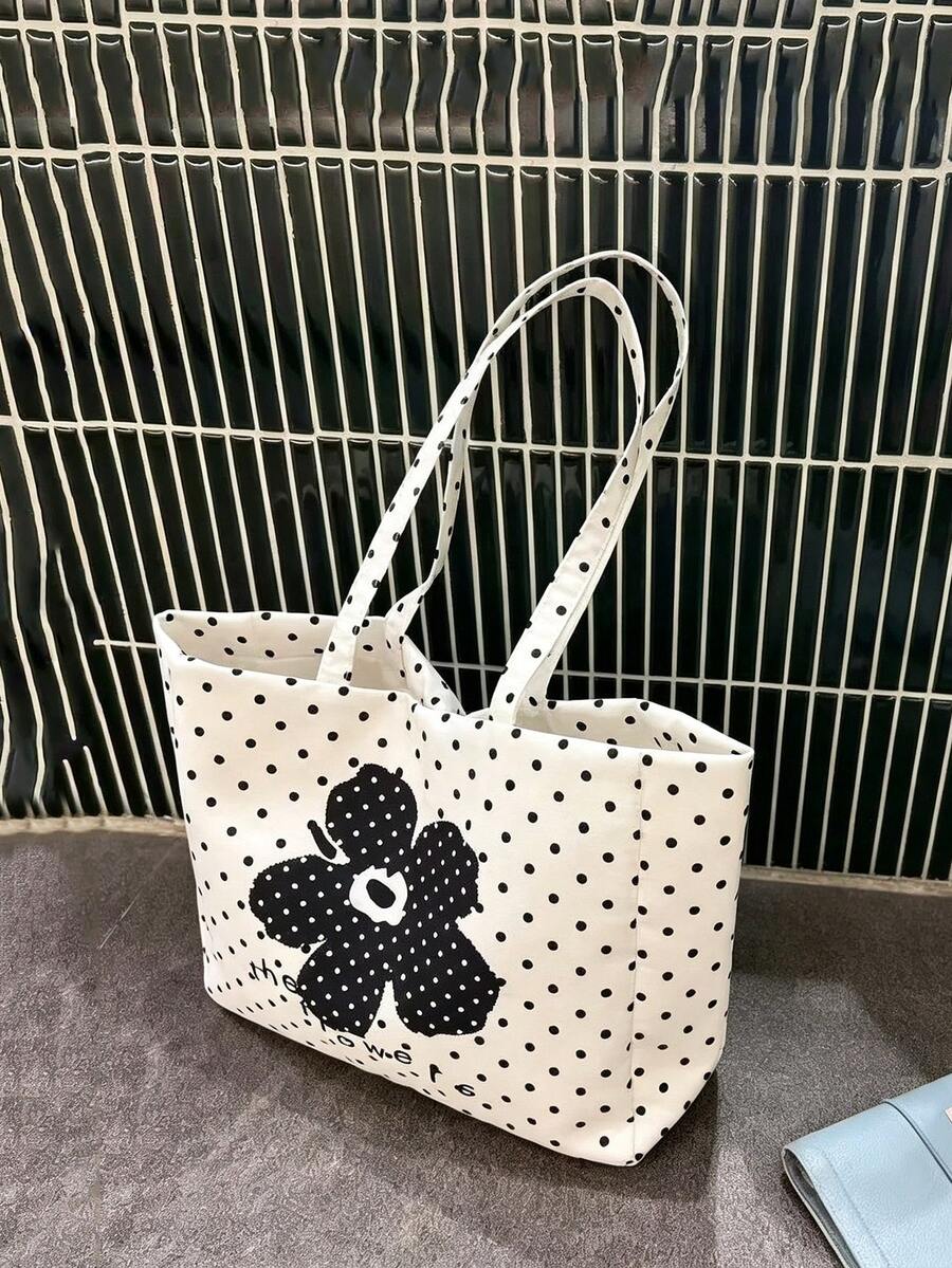 Back To School Season Ins Polka Dot Large Capacity Versatile Fashion Fresh Shoulder Bag Shopping Bag Commute Outing Daily Shopping Photo Essential Tote Bag