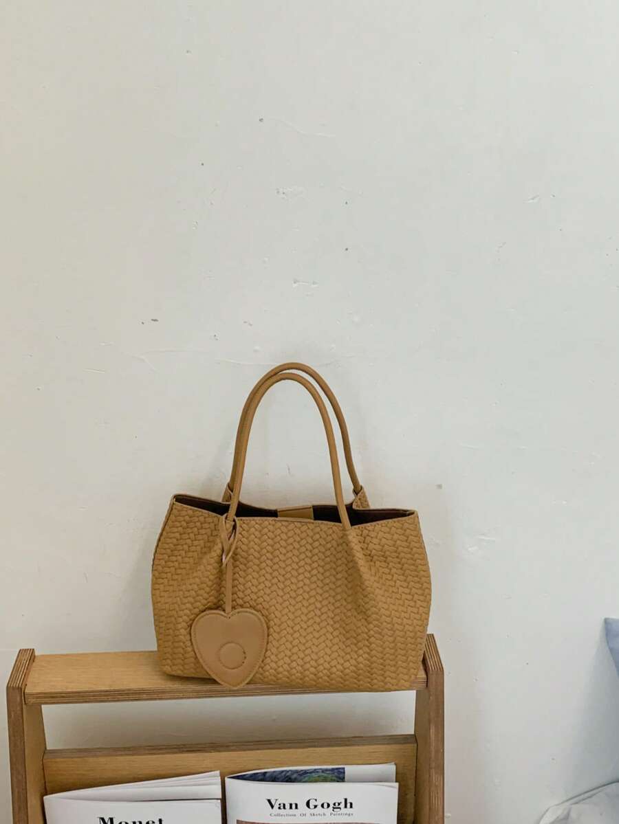 Korean Niche Ins Style Premium Woven Soft Leather Handbag Underarm Bag Fashion Basket Bag Shoulder Mother-Daughter Bag