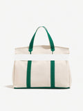 Canvas Tote Bag For Women 2026 New Arrival Luxurious Niche Design Color-Blocked