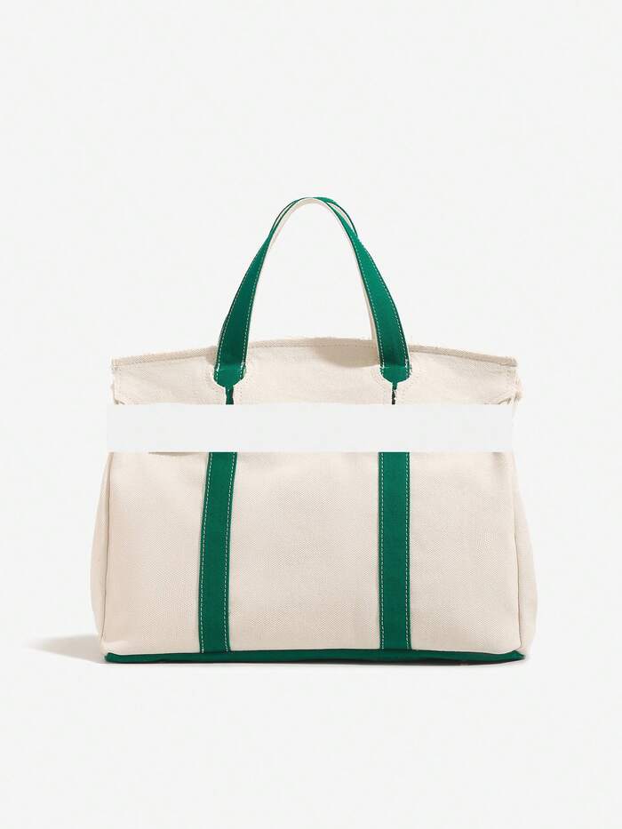 Canvas Tote Bag For Women 2026 New Arrival Luxurious Niche Design Color-Blocked