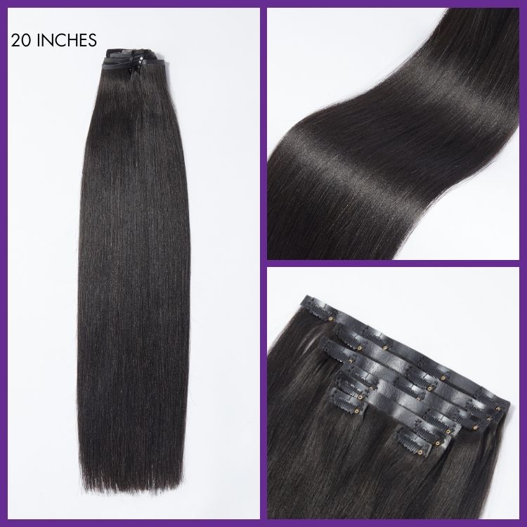 Ultra Natural Seamless Yaki Straight Clip in Extensions Real Human Hair Pieces 135g 9pcs / 7pcs with Free Gift - Limited Offer