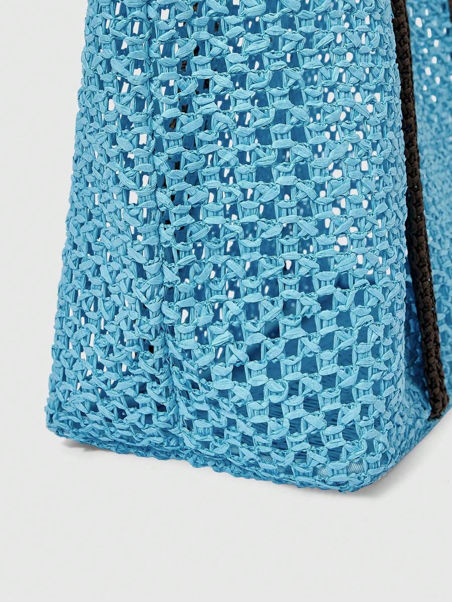 ROMWE Kawaii Women's Casual Versatile Commuter Woven Tote Bag