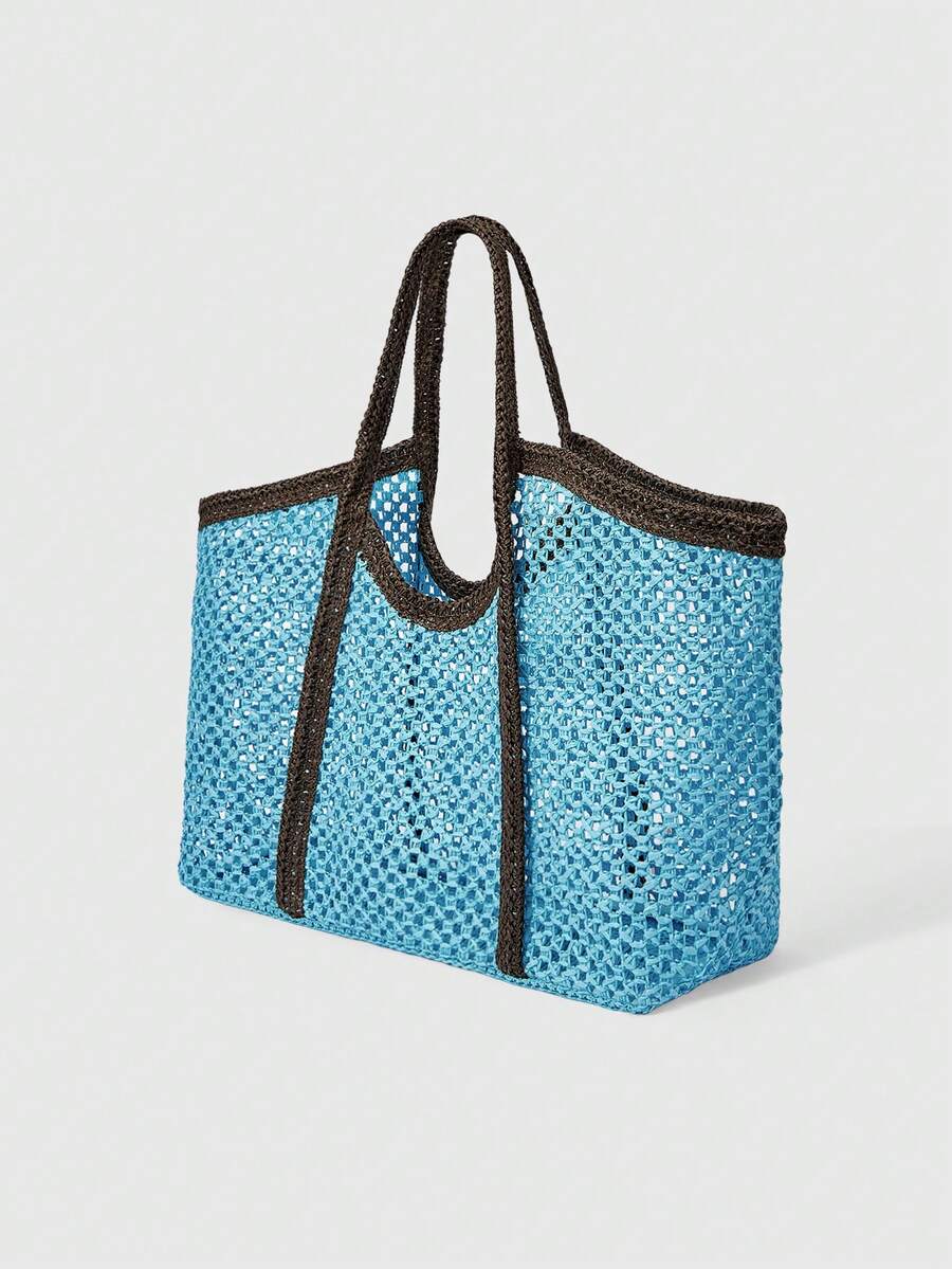 ROMWE Kawaii Women's Casual Versatile Commuter Woven Tote Bag
