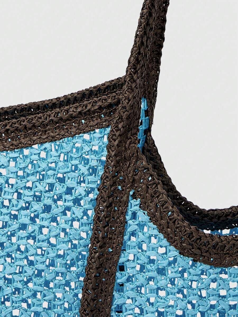 ROMWE Kawaii Women's Casual Versatile Commuter Woven Tote Bag