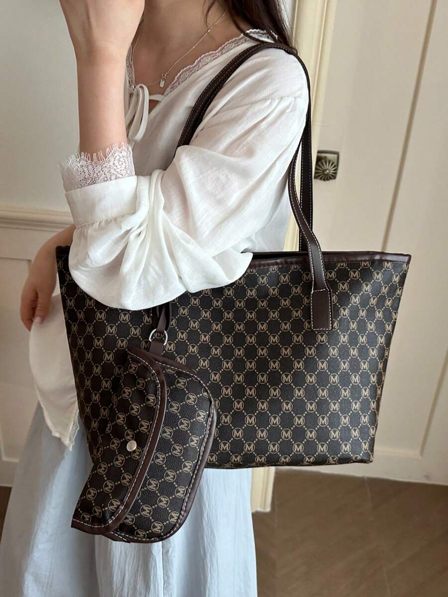 Minimalist Fashion Large Capacity Tote Bag For Women, Summer New Commuter Handbag And Shoulder Bag