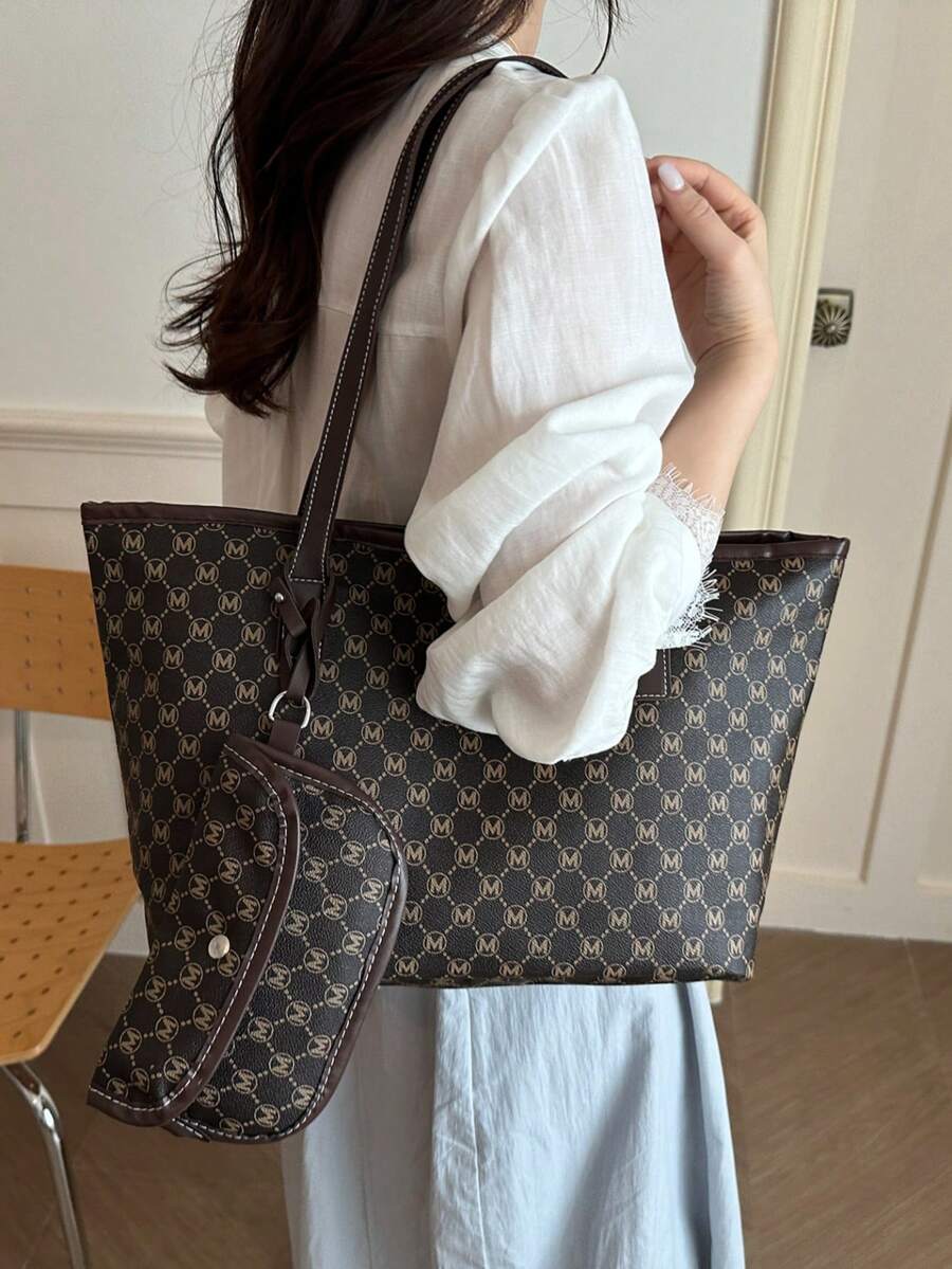 Minimalist Fashion Large Capacity Tote Bag For Women, Summer New Commuter Handbag And Shoulder Bag