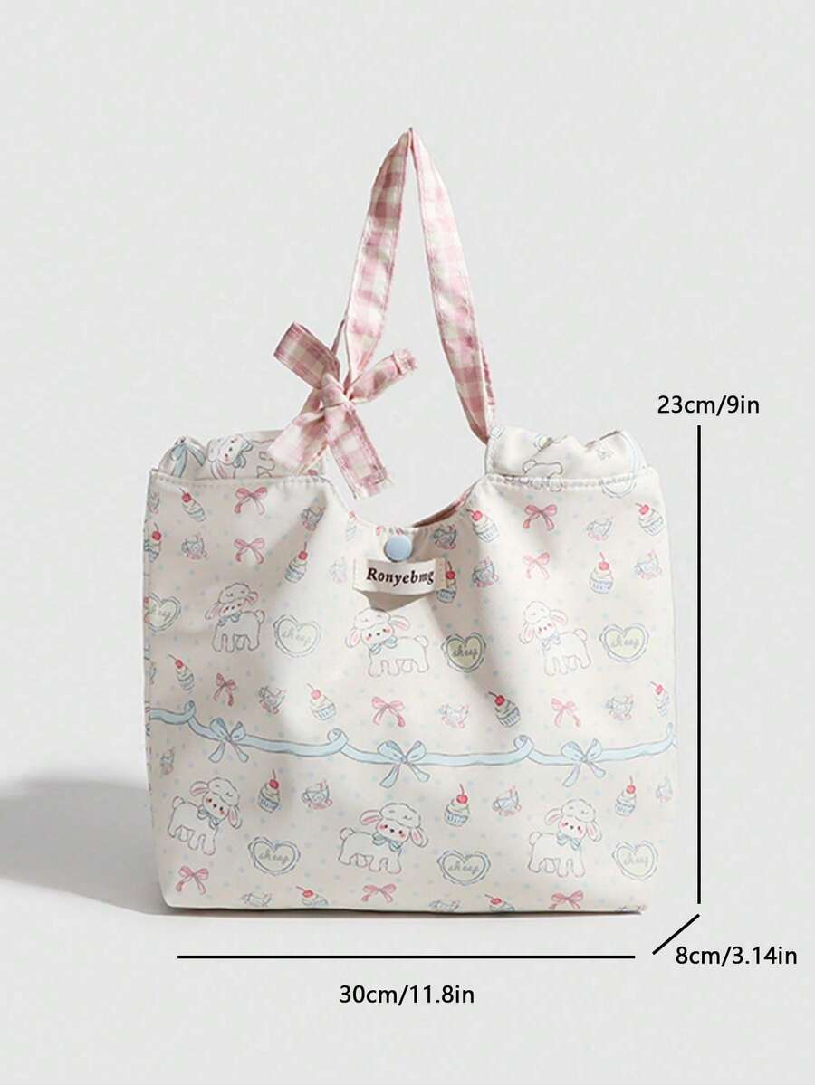 Bowknot Bag Casual Commute Outing Women's Bag Dopamine Blue Large Capacity Shoulder Bag Fashion Tote Bag For Women