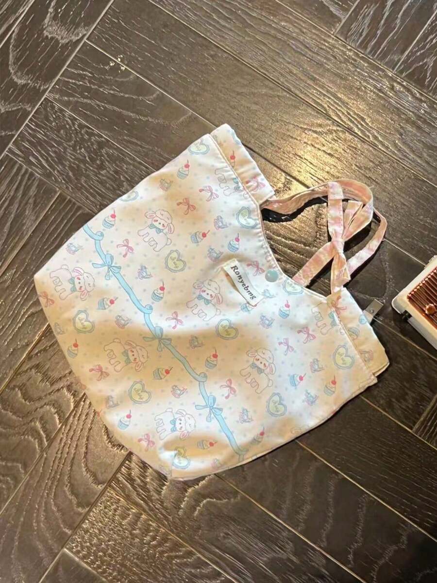 Bowknot Bag Casual Commute Outing Women's Bag Dopamine Blue Large Capacity Shoulder Bag Fashion Tote Bag For Women