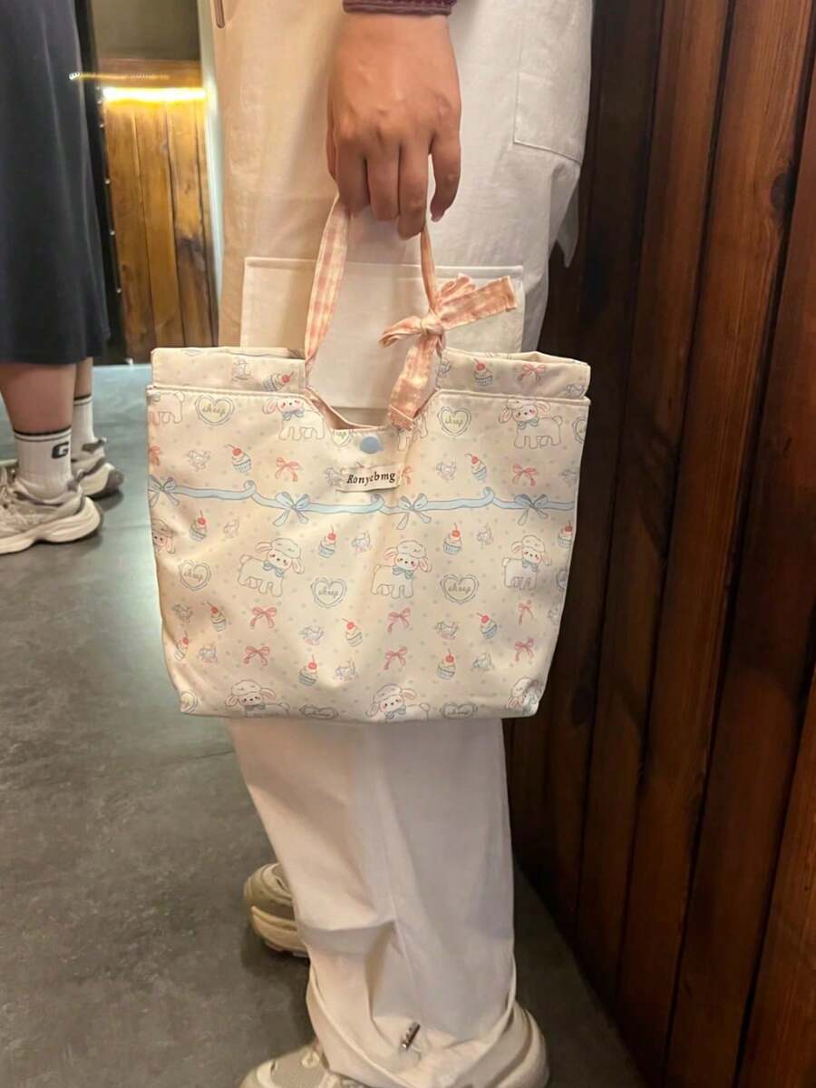 Bowknot Bag Casual Commute Outing Women's Bag Dopamine Blue Large Capacity Shoulder Bag Fashion Tote Bag For Women