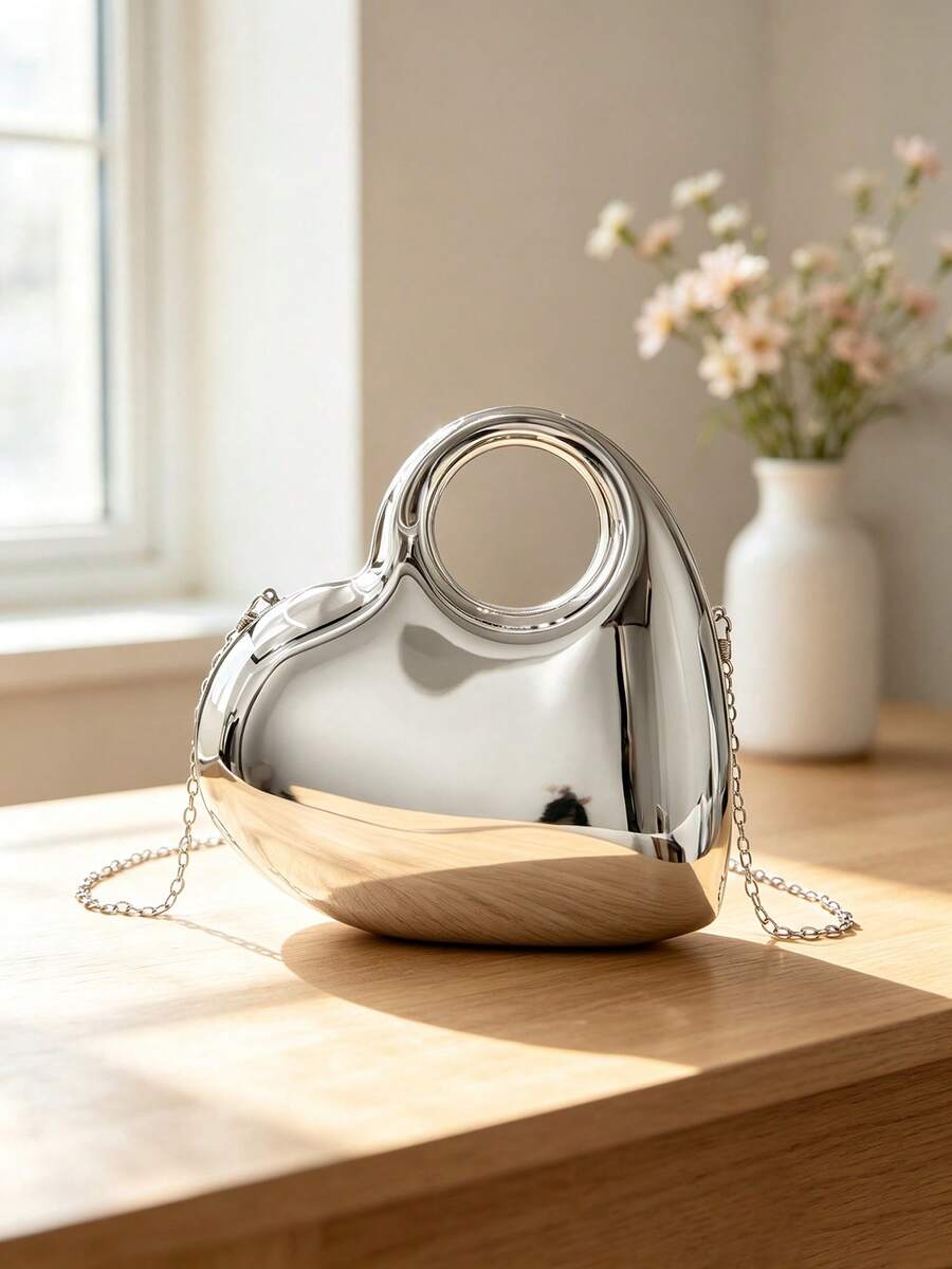 FOREVER MIYIN New Acrylic Mini Handbag, Fashion Tote Bag, Personalized Heart-Shaped Clutch, Celebrity Evening Bag, Shoulder Chain Bag