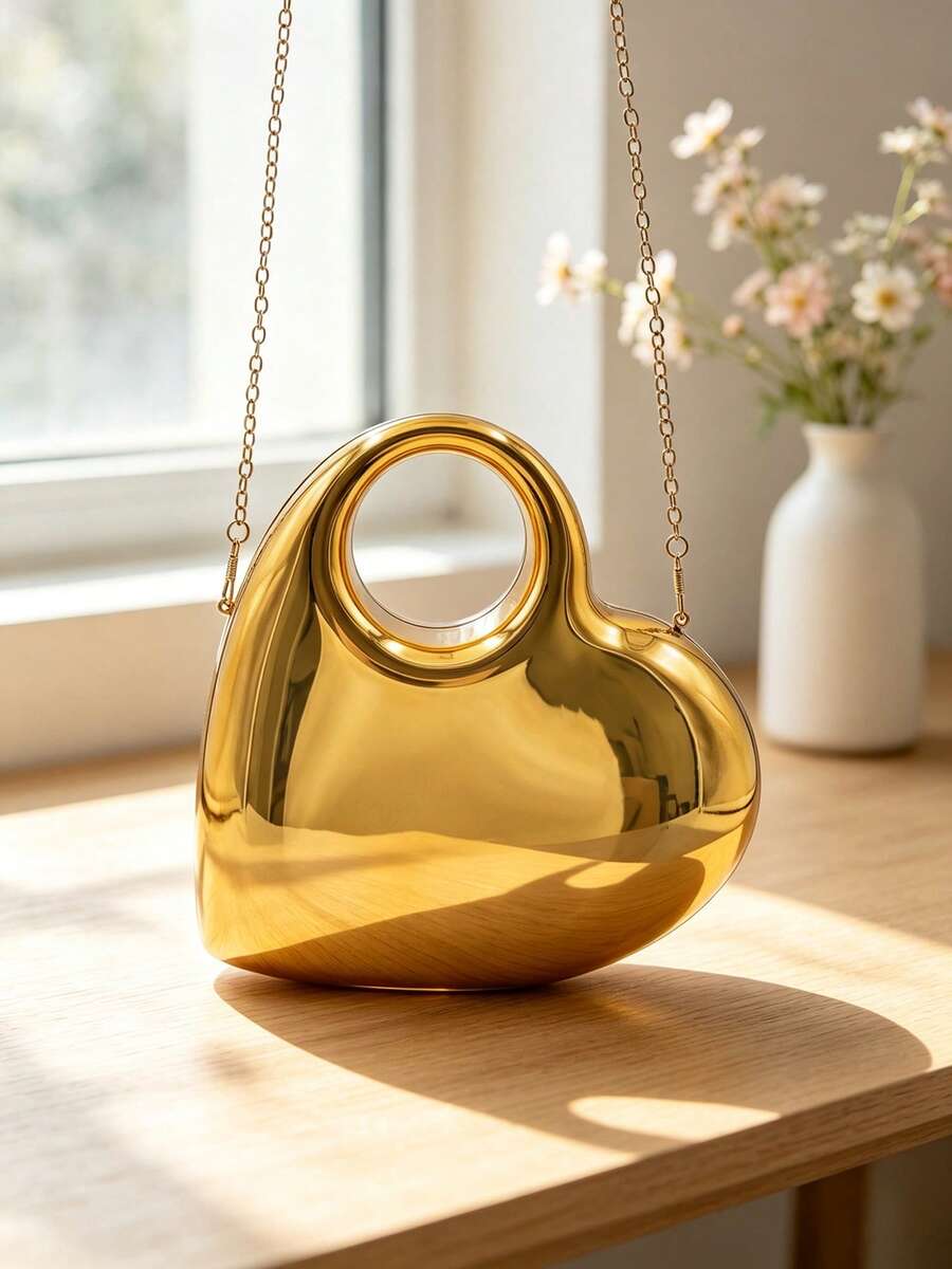 FOREVER MIYIN New Acrylic Mini Handbag, Fashion Tote Bag, Personalized Heart-Shaped Clutch, Celebrity Evening Bag, Shoulder Chain Bag