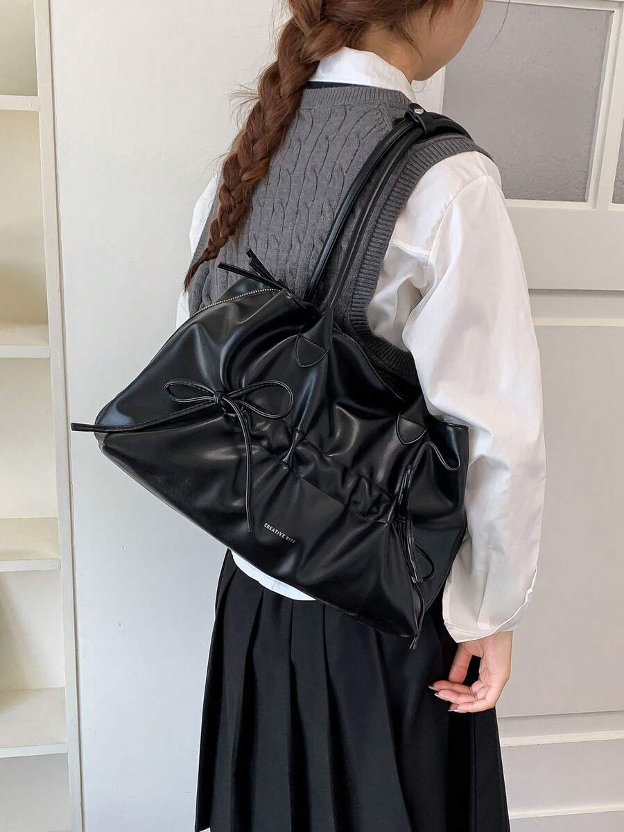 Large Capacity Pleated Tote Bag For Women, New Niche Design, Lightweight Commuter Shoulder Bag, Versatile