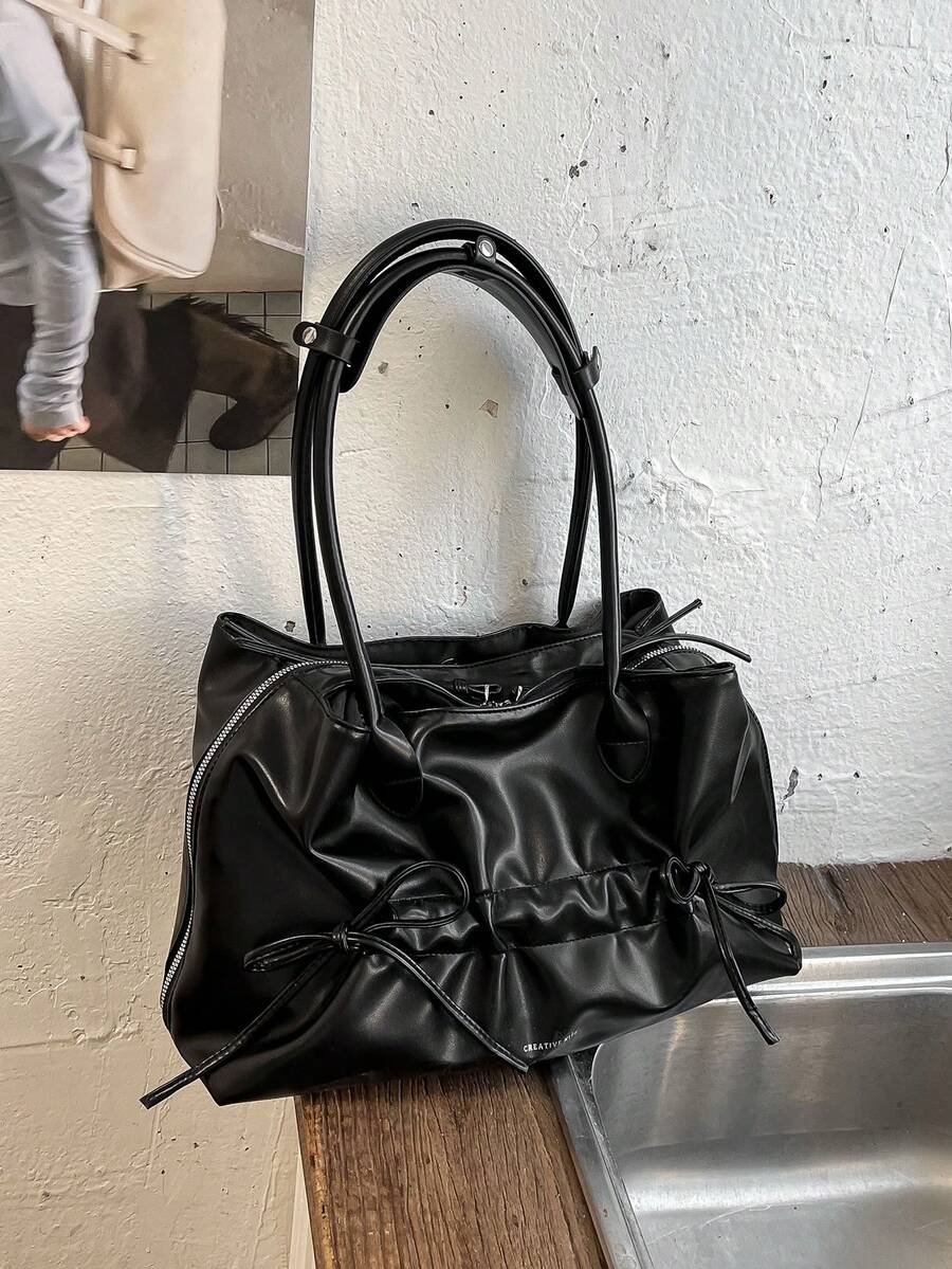 Large Capacity Pleated Tote Bag For Women, New Niche Design, Lightweight Commuter Shoulder Bag, Versatile