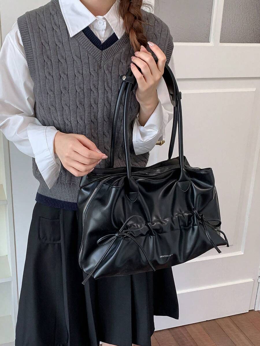 Large Capacity Pleated Tote Bag For Women, New Niche Design, Lightweight Commuter Shoulder Bag, Versatile