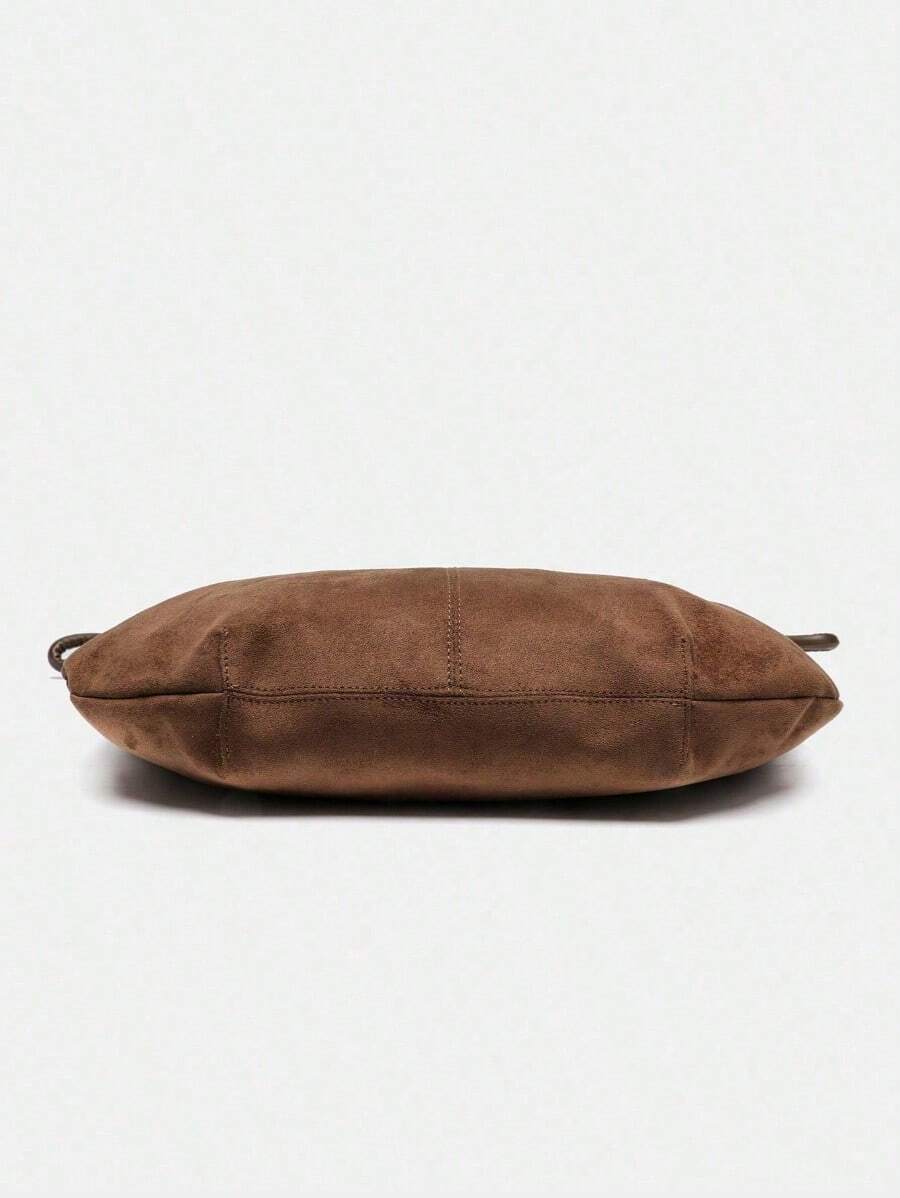 Women'sBrown Handbag,Korean & French Casual Minimalist Style Large Capacity Tote,Vintage Slouchy Style Faux Suede Drawstring Shoulder Bag,Shopping Bag