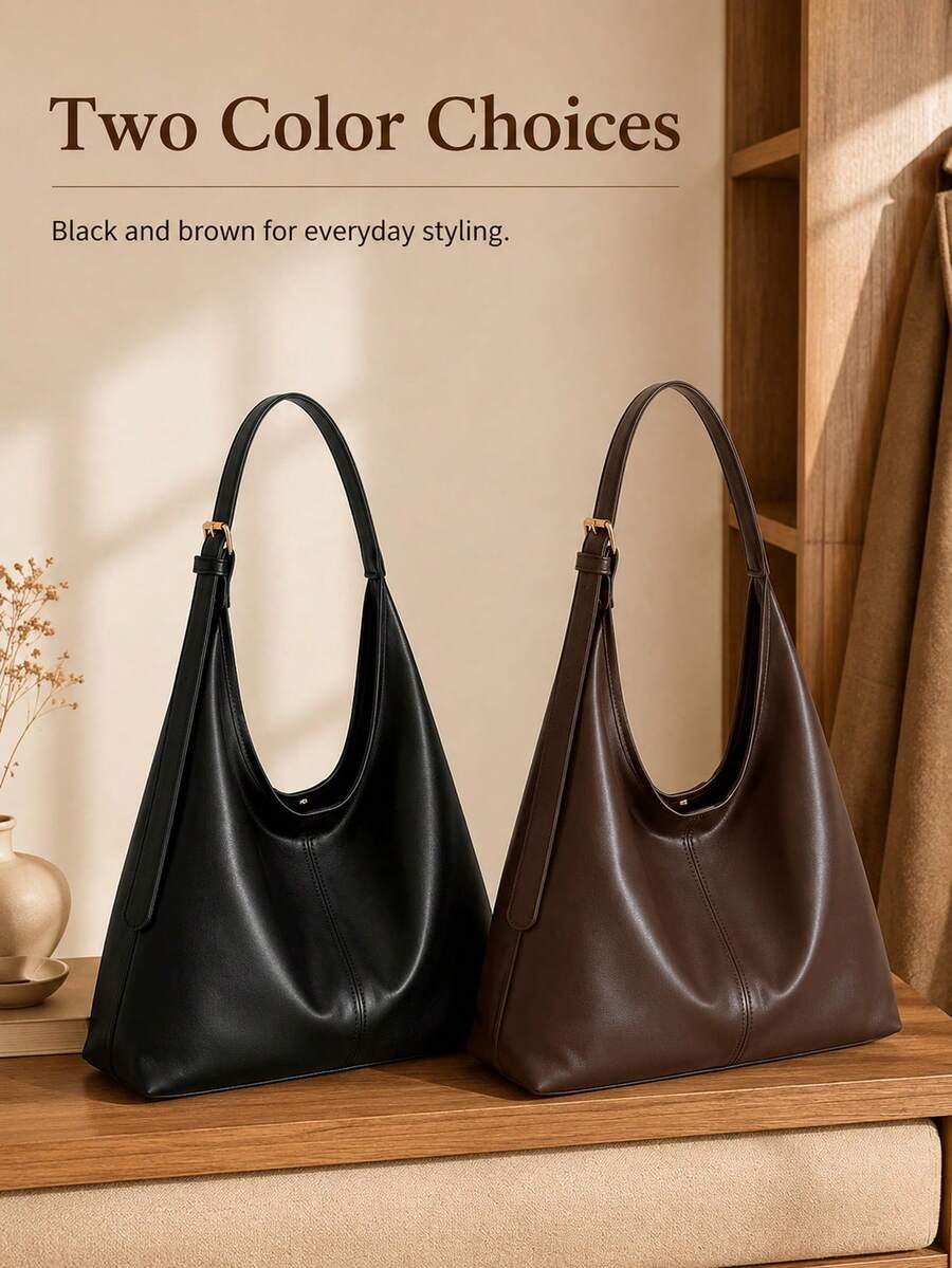Soft PU Leather Slouchy Shoulder Bag Large Hobo Tote Handbags For Women Travel Essentials Duffle Bag Women Work School Supplie Daily Purse