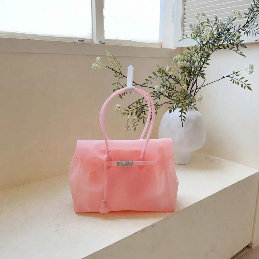 Dopamine Jelly Bag 2026 New Ladies Summer Versatile Day Premium Sense Large Capacity Commuter Transparent Tote Bag Fresh