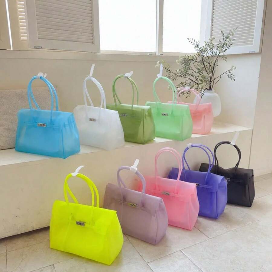 Dopamine Jelly Bag 2026 New Ladies Summer Versatile Day Premium Sense Large Capacity Commuter Transparent Tote Bag Fresh