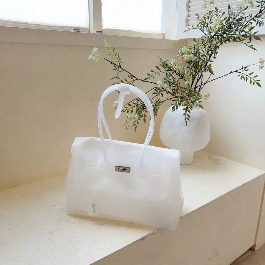Dopamine Jelly Bag 2026 New Ladies Summer Versatile Day Premium Sense Large Capacity Commuter Transparent Tote Bag Fresh
