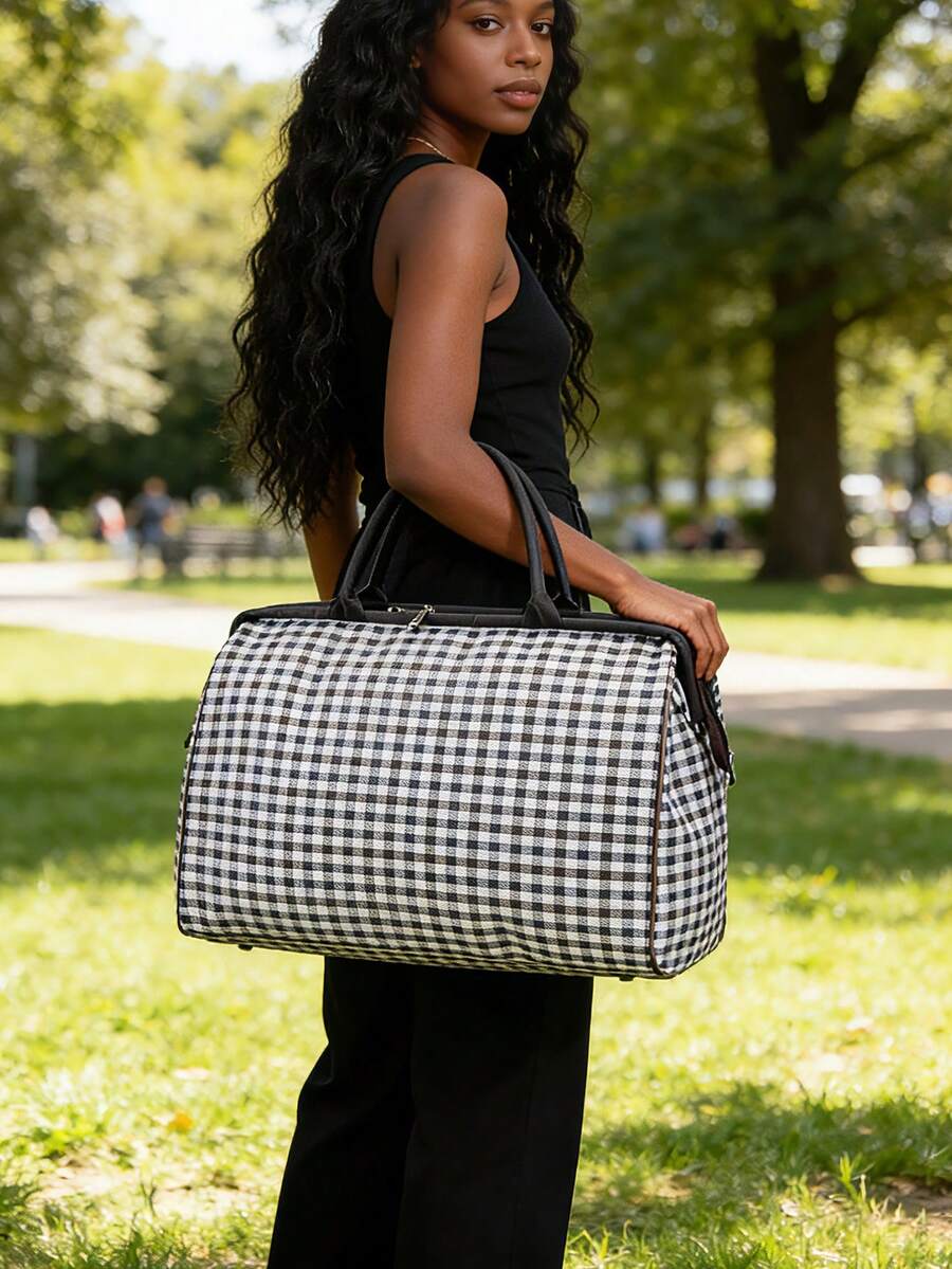 Retro Newspaper Print Women's Tote Bag Handbag Large Capacity Travel Organizer Storage Bag Waterproof Student Luggage Bag- Zipper Closure Travel Bag