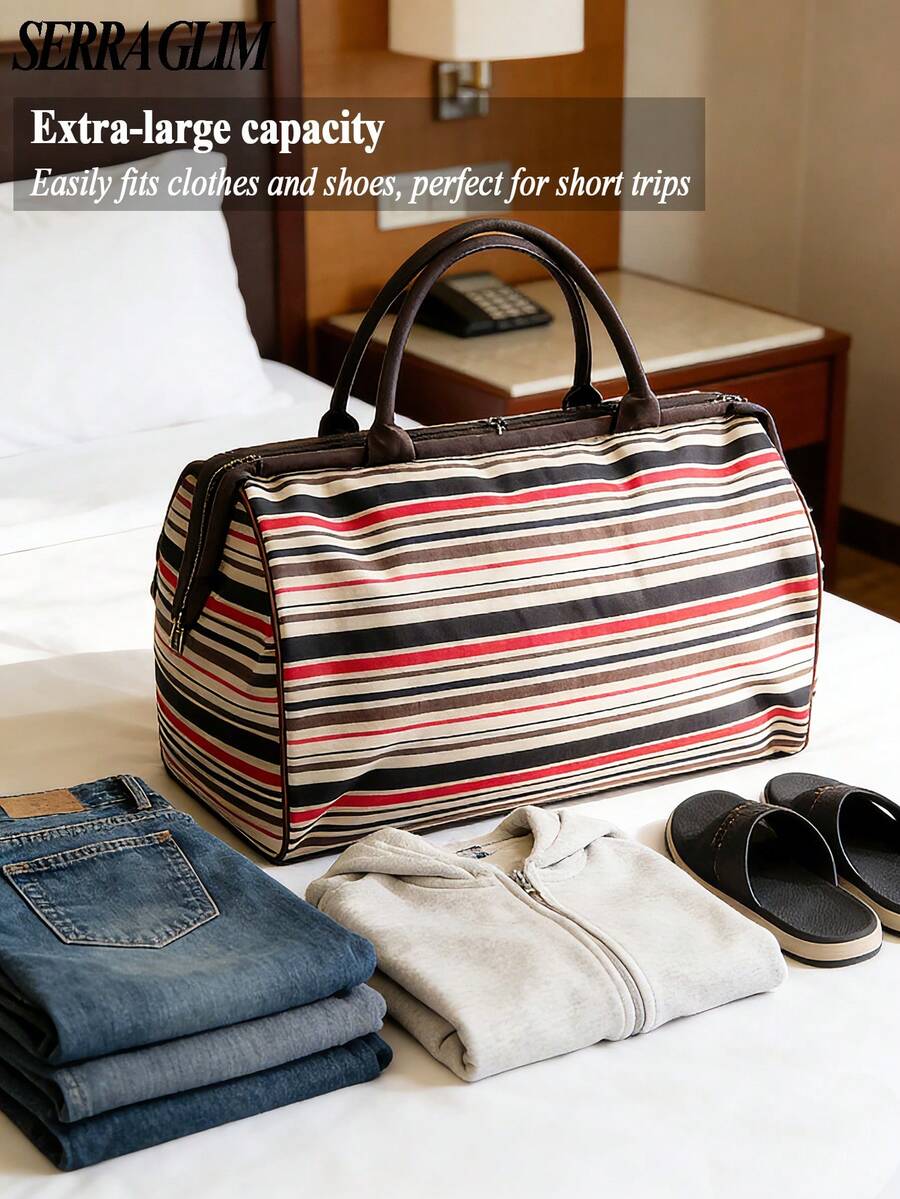 Retro Newspaper Print Women's Tote Bag Handbag Large Capacity Travel Organizer Storage Bag Waterproof Student Luggage Bag- Zipper Closure Travel Bag