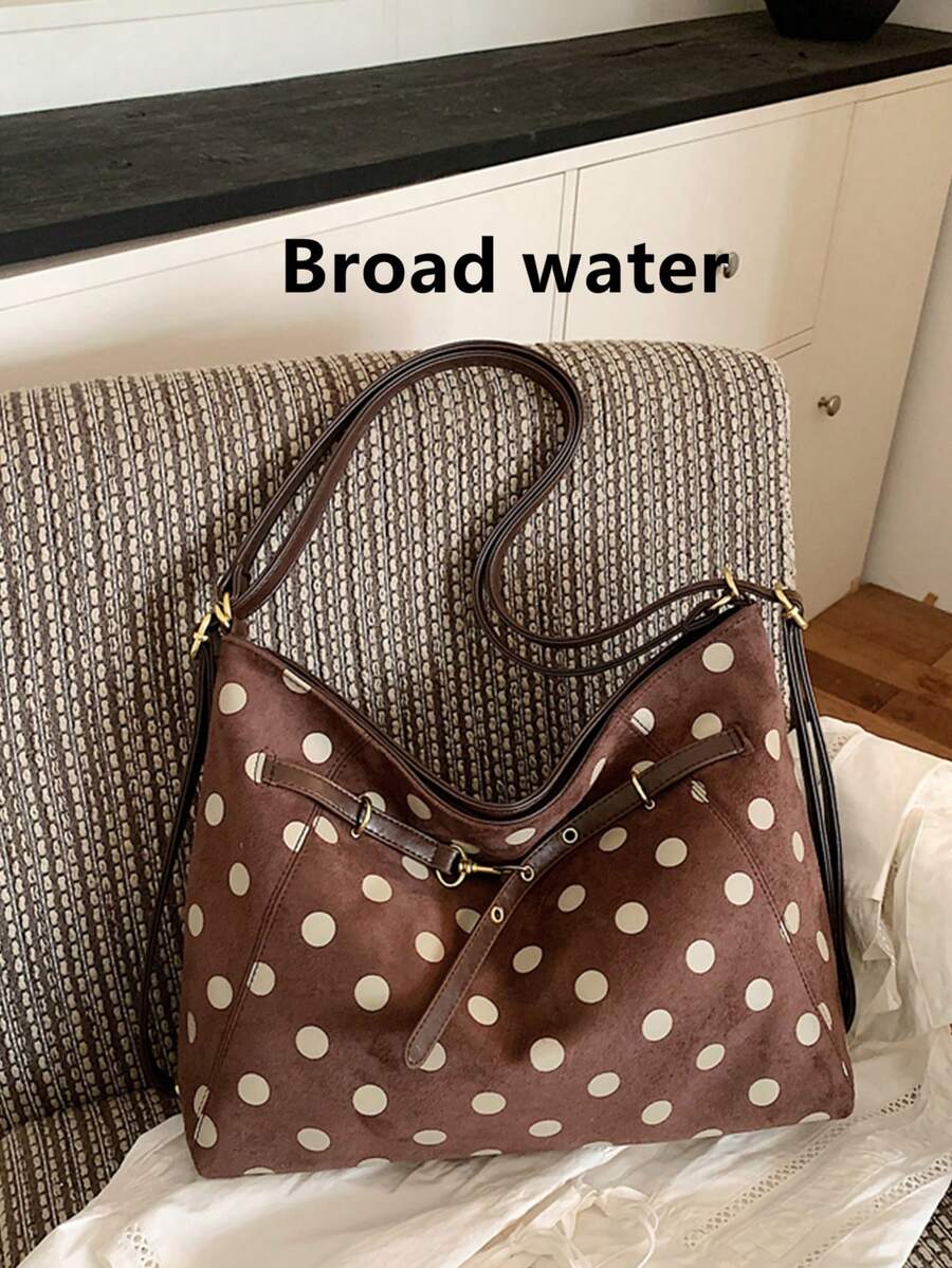 Large Capacity Women's 2026 Fashion New Exquisite Polka Dot Tote Bag, Elegant Personalized Casual Shoulder Bag For Work And Commute