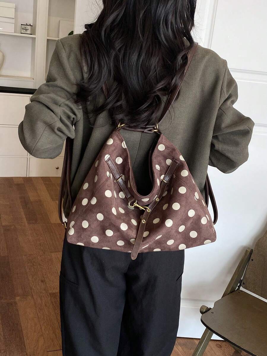 Large Capacity Women's 2026 Fashion New Exquisite Polka Dot Tote Bag, Elegant Personalized Casual Shoulder Bag For Work And Commute