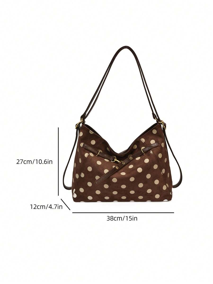 Large Capacity Women's 2026 Fashion New Exquisite Polka Dot Tote Bag, Elegant Personalized Casual Shoulder Bag For Work And Commute