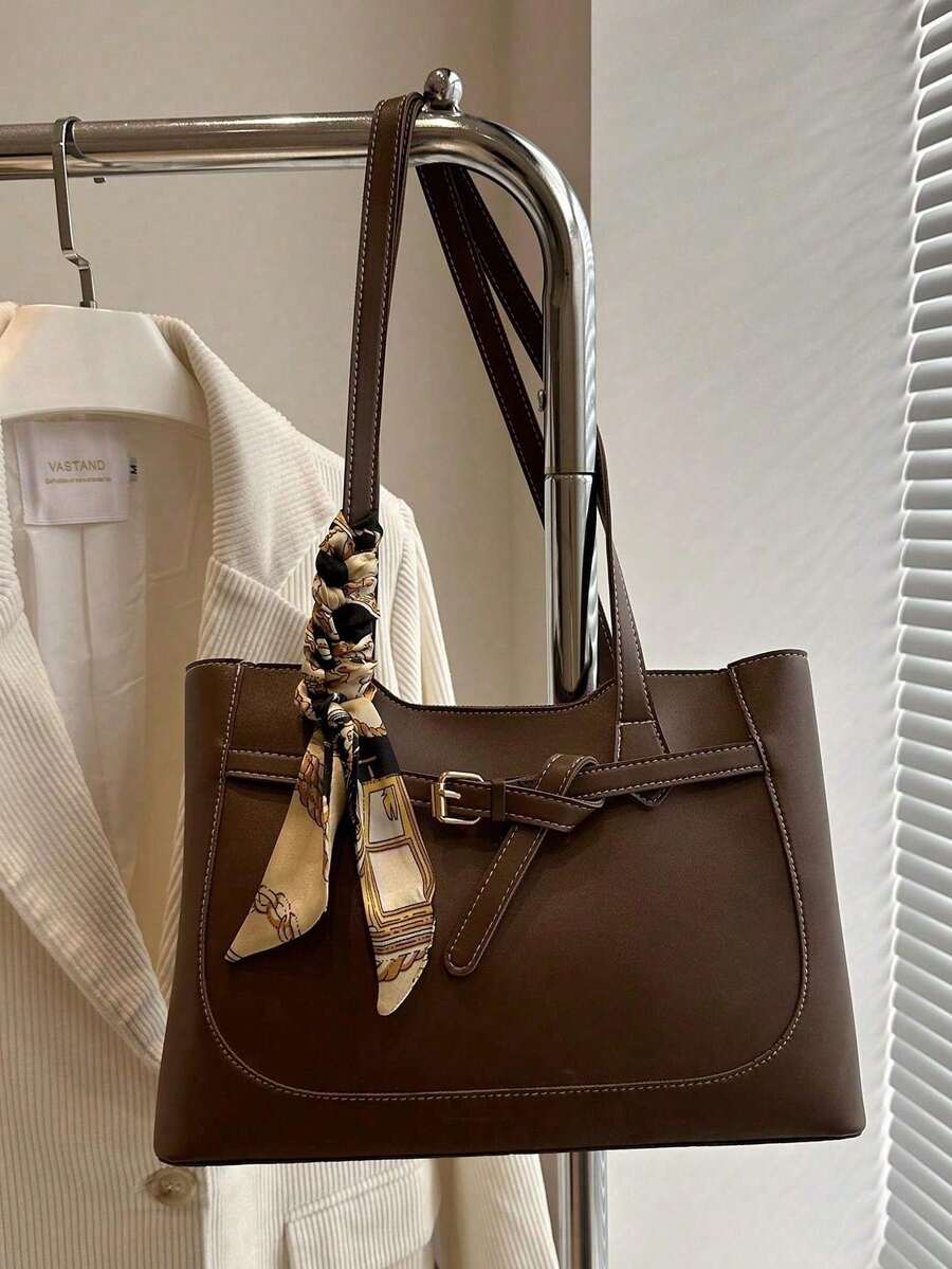 Glamine 1pc Luxury Solid Color Versatile Women's Shoulder Handbag, New Fashion High Capacity Ladies Tote Bag,Business Professional Women