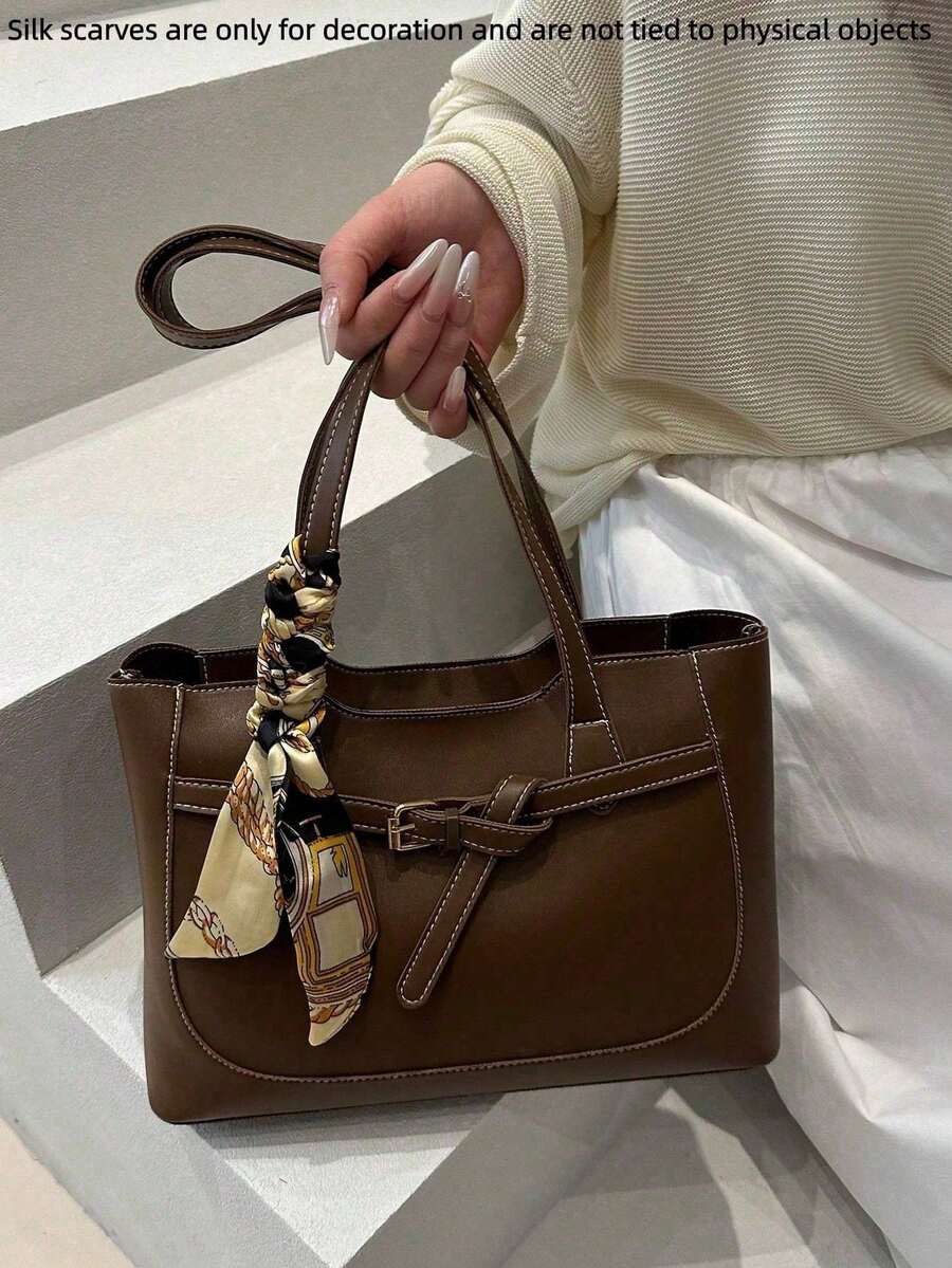 Glamine 1pc Luxury Solid Color Versatile Women's Shoulder Handbag, New Fashion High Capacity Ladies Tote Bag,Business Professional Women