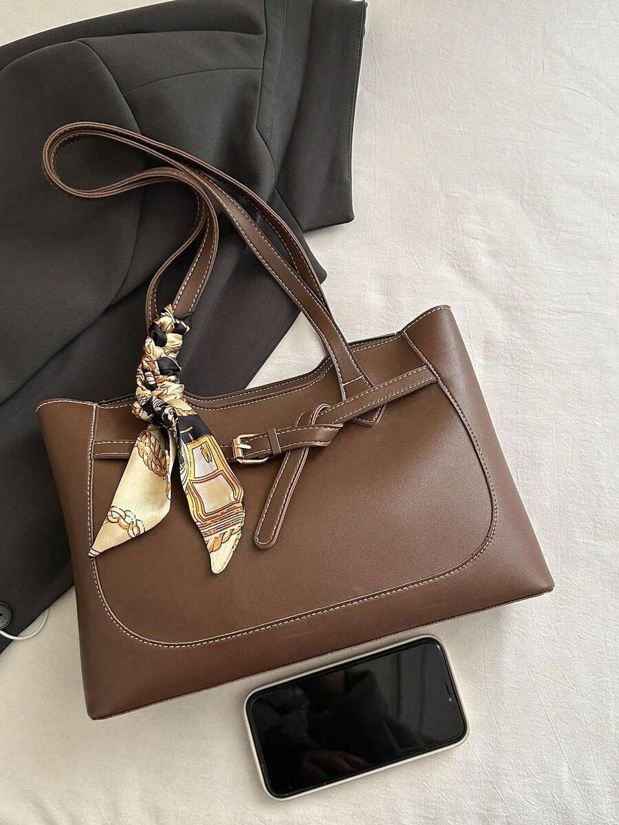 Glamine 1pc Luxury Solid Color Versatile Women's Shoulder Handbag, New Fashion High Capacity Ladies Tote Bag,Business Professional Women