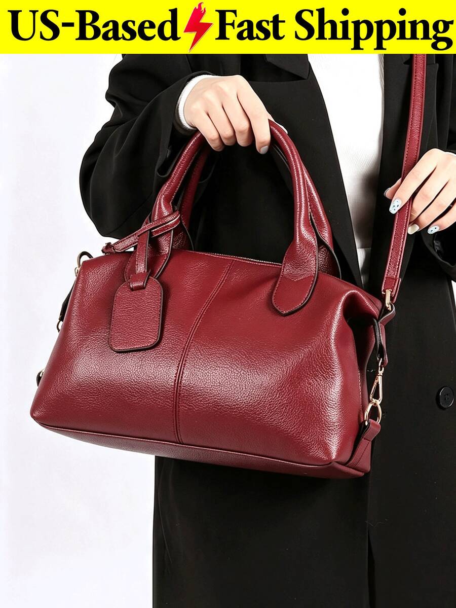 Women's Large Capacity Lightweight Tote Bag Pu Leather Handbag Detachable Strap Water Resistant Shoulder Crossbody Travel Bag For Commute Daily Use