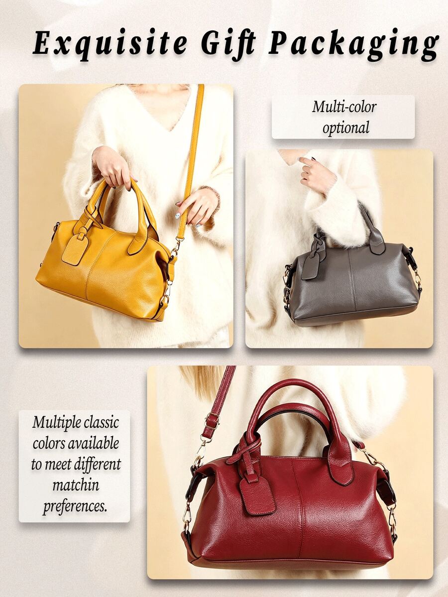Women's Large Capacity Lightweight Tote Bag Pu Leather Handbag Detachable Strap Water Resistant Shoulder Crossbody Travel Bag For Commute Daily Use