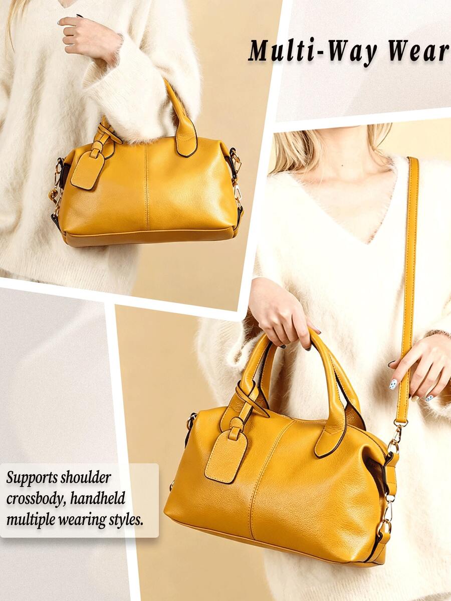 Women's Large Capacity Lightweight Tote Bag Pu Leather Handbag Detachable Strap Water Resistant Shoulder Crossbody Travel Bag For Commute Daily Use