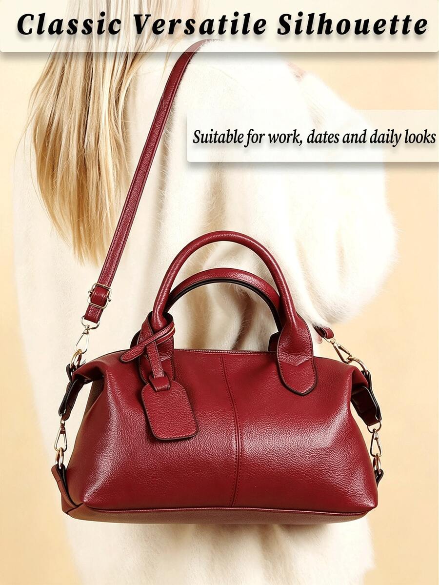 Women's Large Capacity Lightweight Tote Bag Pu Leather Handbag Detachable Strap Water Resistant Shoulder Crossbody Travel Bag For Commute Daily Use