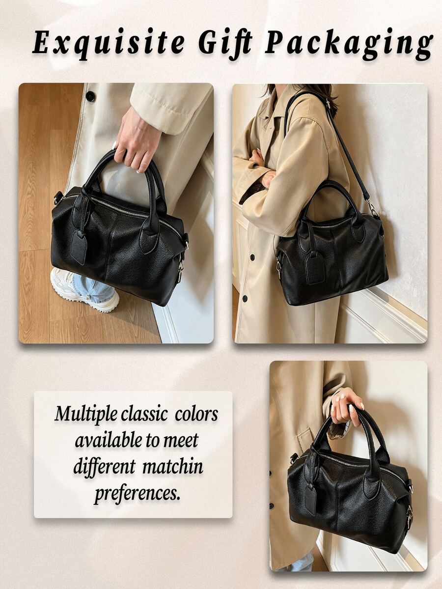 Women's Large Capacity Lightweight Tote Bag Pu Leather Handbag Detachable Strap Water Resistant Shoulder Crossbody Travel Bag For Commute Daily Use
