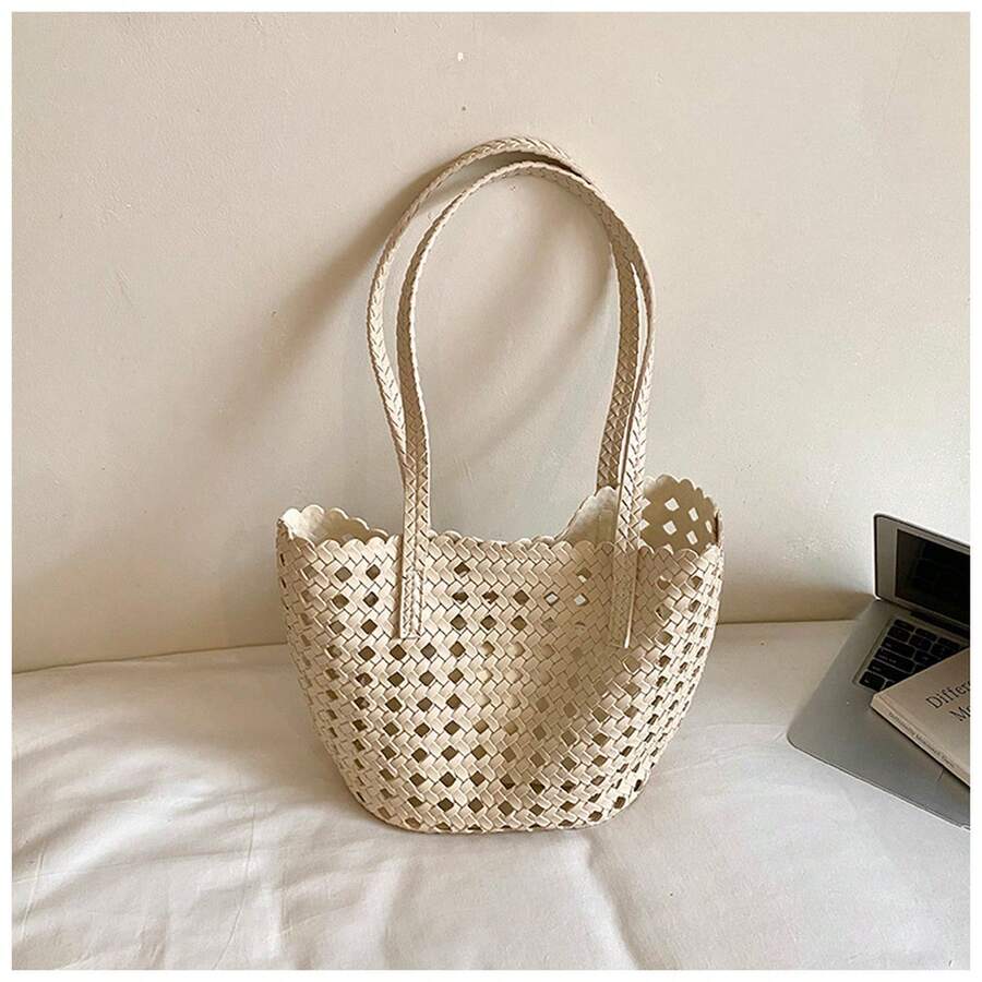 Large Capacity Color Block Mini Minimalist Underarm Tote Bag For Women, For Summer Travel Beach And Daily Use