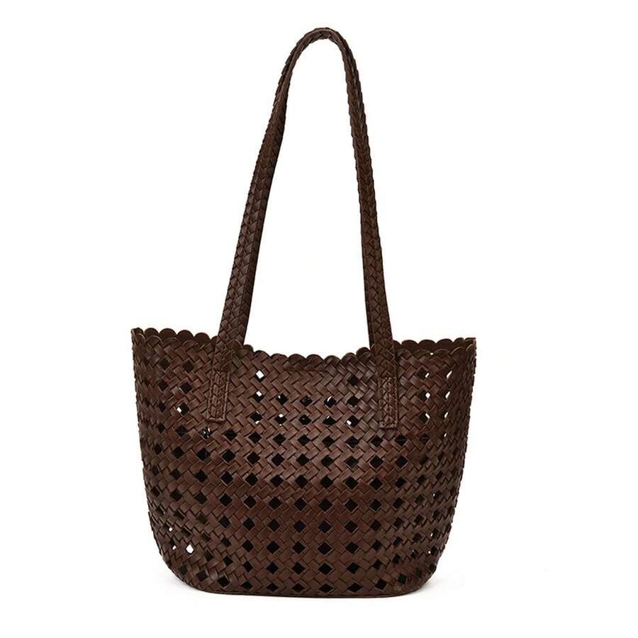 Large Capacity Color Block Mini Minimalist Underarm Tote Bag For Women, For Summer Travel Beach And Daily Use