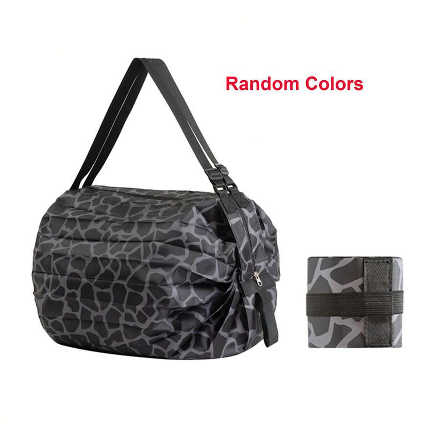 1Pc Reusable Foldable Shopping Bag Waterproof Outdoor Travel Beach Outings Bag Supermarket Grocery Large Capacity Portable Lightweight Storage Bag