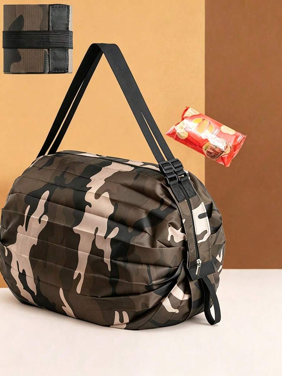 1Pc Reusable Foldable Shopping Bag Waterproof Outdoor Travel Beach Outings Bag Supermarket Grocery Large Capacity Portable Lightweight Storage Bag