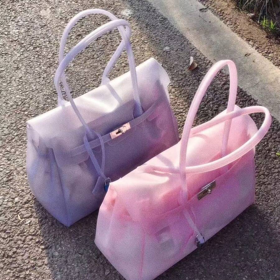 School Supplies Jelly Bag Summer Commuting Tote Bag Fashionable Transparent Large Capacity Underarm Bag Women's Bag